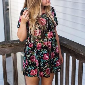 Sheer floral T-shirt babydoll slip dress
